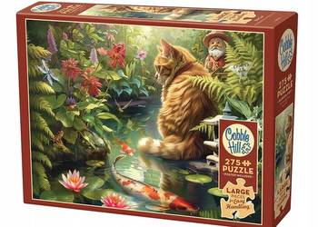 Puzzle 275 el. XL Ryby Koi, kot i krasnal + gratis klej do puzzli