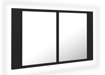 Szafka łazienkowa z lustrem i LED czarna 80x12x45 cm akryl WM-804965