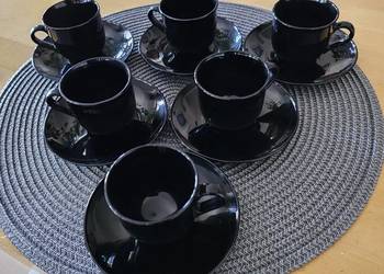 Komplet do kawy espresso.. 6 filiżanek i spodków. Arcoroc France czarne