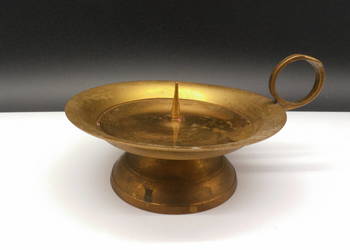 Świecznik z Uchem Kaganek Mosiężny stary MASSIV MESSING