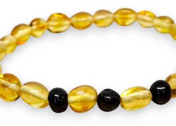 Bransoletka BURSZTYN bałtycki fasolka cytryna, barok wiśnia #871