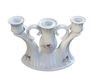 Stary porcelanowy świecznik trzyramienny Chodzież, Made in Poland lata 80