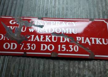 Emaliowana tablica z wojska PRL loftt uszkodzona