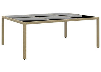 Stół ogrodowy 200x150x75 cm szkło i rattan PE beżowy WM-310588