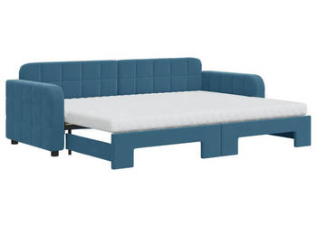 Sofa rozsuwana z materacami niebieska aksamit 80x200 cm WM-3196945