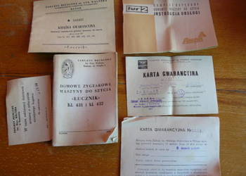 Dokumenty do starej maszyny do szycia Lucznik