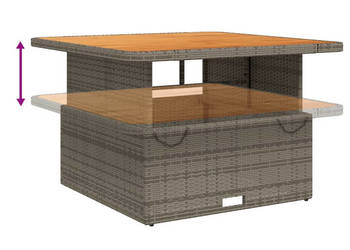 Stół ogrodowy szary 110x110x71 cm polirattan i akacja WM-368273
