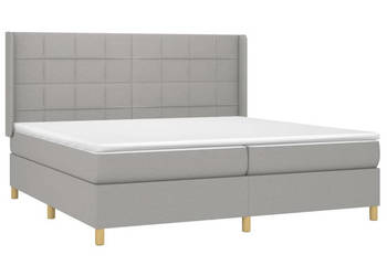 Łóżko kontynentalne z materacem jasnoszare tkanina 200x200cm WM-3138901