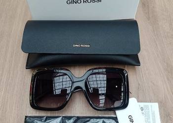 GINO ROSSI/ Duże, czarne okulary przeciwsłoneczne w Etui , Muchy, NOWE