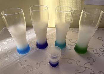 Zestaw Szklanek Szronionych + Kieliszek Vintage Retro Made in Germany