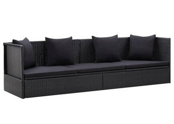 Sofa ogrodowa z poduszkami polirattan czarna WM-46087