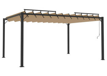 Altana z żaluzjowym dachem 3x4 m taupe tkanina i aluminium WM-313928