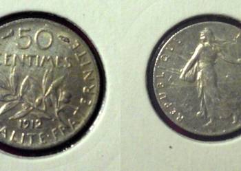 FRANCJA - 50 centimes 1912, 1915 - SREBRO_