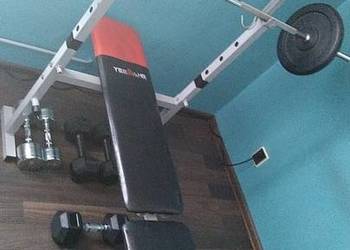 Ławeczka do wyciskania prosta z regulacją na skośną plus stojak