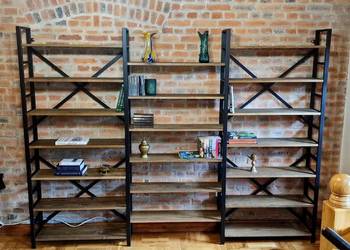 Regał NA WYMIAR na książki SOSNA DĄB loft industrialny mal. PROSZKOWO