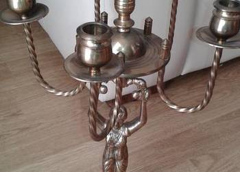 Duży świecznik pięcioramienny mosiądz 48 cm
