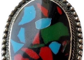NEPAL NASZYJNIK WISIOR AMULET TURKUS MALACHIT KORAL ONYKS