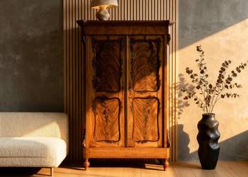 Drewniana BIELIŹNIARKA MAHOŃ LUDWIK KOMODA na UBRANIA LATA 30. 2 szuflady