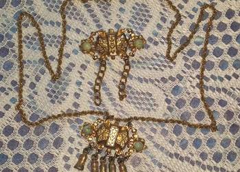 Stary angielski naszyjnik i broszka A1524 gold plated