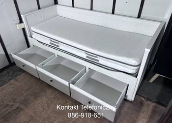 IKEA HEMNES Łóżko Leżanka z 3 szufladami, 2 materace ,białe Transport