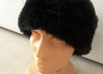 Opaska na Uszy Futrzana Gruba Zimowa Sztuczne Futerko Czarna