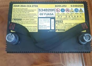 Akumulator YUASA S34B20R 20HR 35Ah CCA 272 A, B20(JIS) do hybrydy