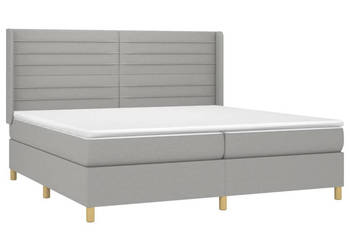 Łóżko kontynentalne z materacem jasnoszare tkanina 200x200cm WM-3138981