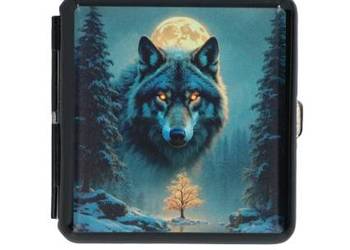 Metalowa Papierośnica z Nadrukiem z Wilkiem Patrzącym Prosto w Oczy Gentelo