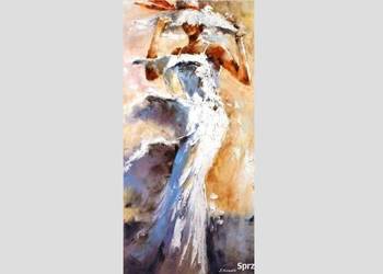 Kowalik - " W objęciach wiatru " - 30x50cm Obraz Olejny Dziewczyna Kobieta