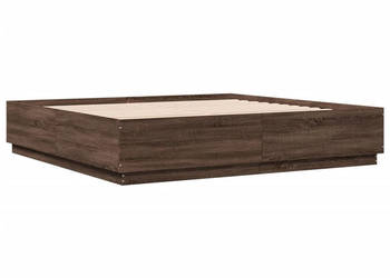 Rama łóżka z LED brązowy dąb 200x200 cm WM-3209589