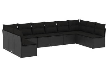 10-cz. zestaw wypoczynkowy do ogrodu poduszki czarny rattan PE WM-3249924