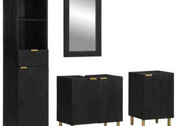 4-cz zestaw mebli łazienkowych czarny materiał drewnopochodny WM-3309996