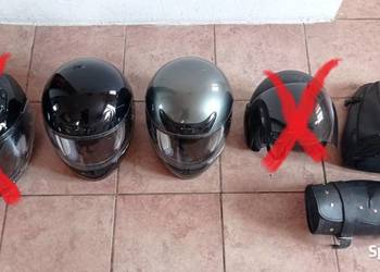 Kaski motocyklowe 2 szt. + saszetka, wałek.