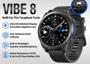 Nowy Zemblaze Vibe 8,Amoled ,wyswietlacz 1000 nits ,wbudowana latarka!