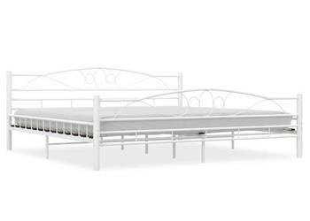Łóżko Metalowe Białe Rama Łóżka Ze Stelażem Biała 200 x 200 cm WM-285306
