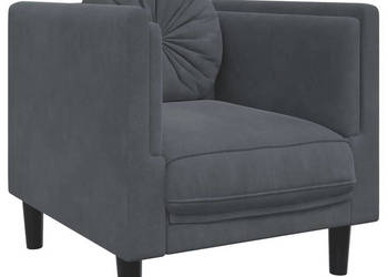 Fotel z poduszką ciemnoszary obity aksamitem WM-372623