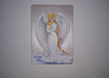 Anioł z dzieckiem ręcznie malowany