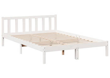 Dłuższe łóżko bez materaca białe drewno sosnowe 140x210 cm WM-852435