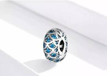 Pandora Charm Moments koralik klips błekitny niebieski łuska