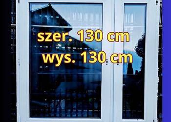 okno PCV 130x130, okna, używane, kotwy, klamki, plastikowe