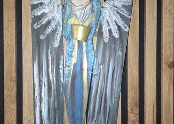 Rękodzieło płaskorzeźba Anioł Bieszczadzki z lampionem