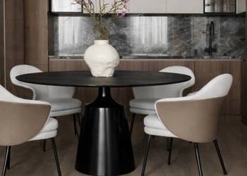 Nowoczesny Stół Okrągły OSLO Czarny Marmur Designerski Glamour Loft