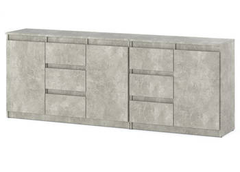 Komoda Duża Do Salonu Agnes 200cm 6 Szuflad Nowoczesna Młodzieżowa Beton