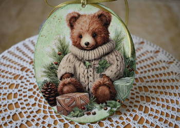 Ozdobna zawieszka rękodzieło decoupage