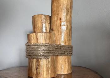 świecznik wykonany z drewna handmade