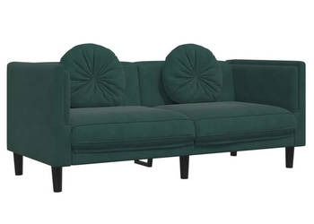 Sofa 2-osobowa z poduszkami ciemnozielona aksamit WM-372634