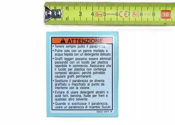 NAKLEJKA TABLICZKA "ATTENZIONE" SUZUKI GW250F INAZUMA 15-17 ORYG 6831929F40