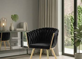 Czarne Krzesło Tapicerowane Rosa-B, Wysyłka 24H, Dostawa 0zł