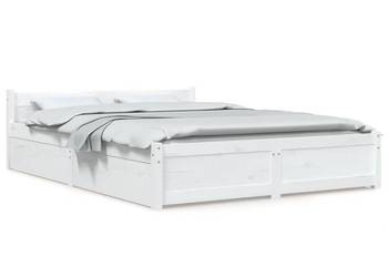 vidaXL Rama łóżka z szufladami, biała, 140x190 cm(SKU:3103550)