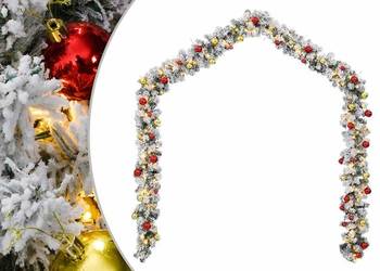 vidaXL Świąteczna girlanda z bombkami i światłami LED, zielona（SKU:4019673）